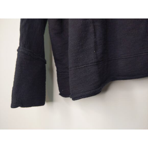 Fresh Produce Black Long Sleeve Raw Edge Top Cotton Rayon Blend USA Made XS/S - Picture 10 of 11